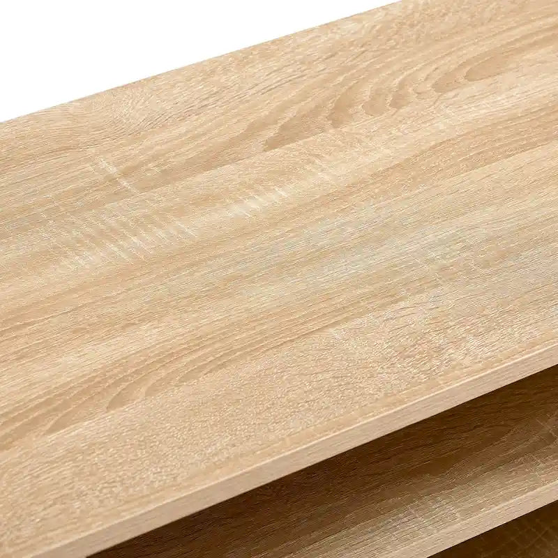 Meuble TV 55,12 avec double porte coulissante, pieds en bois massif et étagère réglable pour salon