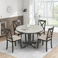 Ensemble de salle à manger moderne en bois 5 pièces avec table ronde et chaises