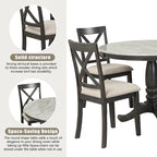 Ensemble de salle à manger moderne en bois 5 pièces avec table ronde et chaises