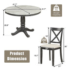 Ensemble de salle à manger moderne en bois 5 pièces avec table ronde et chaises