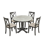 Ensemble de salle à manger moderne en bois 5 pièces avec table ronde et chaises