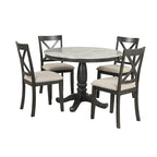 Ensemble de salle à manger moderne en bois 5 pièces avec table ronde et chaises