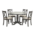 Ensemble de salle à manger moderne en bois 5 pièces avec table ronde et chaises