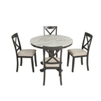 Ensemble de salle à manger moderne en bois 5 pièces avec table ronde et chaises