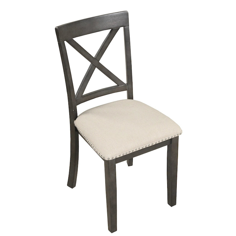 Ensemble de salle à manger moderne en bois 5 pièces avec table ronde et chaises