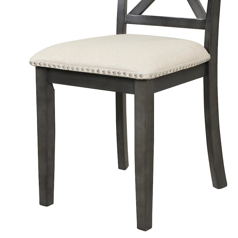 Ensemble de salle à manger moderne en bois 5 pièces avec table ronde et chaises