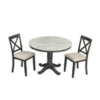 Ensemble de salle à manger moderne en bois 5 pièces avec table ronde et chaises