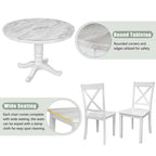 Ensemble de salle à manger moderne en bois 5 pièces avec table ronde et chaises