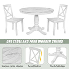 Ensemble de salle à manger moderne en bois 5 pièces avec table ronde et chaises