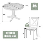 Ensemble de salle à manger moderne en bois 5 pièces avec table ronde et chaises