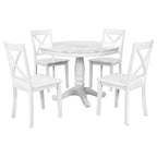 Ensemble de salle à manger moderne en bois 5 pièces avec table ronde et chaises