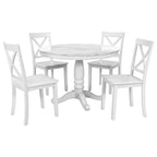Ensemble de salle à manger moderne en bois 5 pièces avec table ronde et chaises
