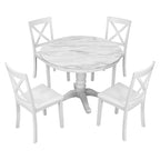 Ensemble de salle à manger moderne en bois 5 pièces avec table ronde et chaises