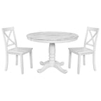 Ensemble de salle à manger moderne en bois 5 pièces avec table ronde et chaises