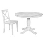 Ensemble de salle à manger moderne en bois 5 pièces avec table ronde et chaises