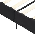 Lit plateforme noir king size capitonné avec tête de lit à boutons et lattes en bois - Sommier non nécessaire