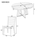 Ensemble de salle à manger vintage 5 pièces avec table extensible et 4 chaises