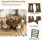 Ensemble de salle à manger vintage 5 pièces avec table extensible et 4 chaises