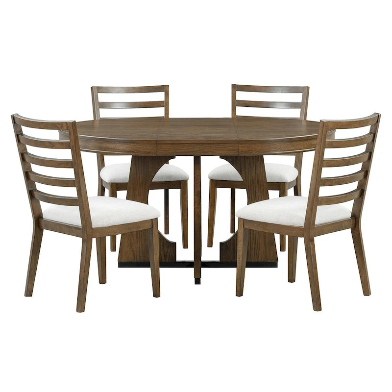 Ensemble de salle à manger vintage 5 pièces avec table extensible et 4 chaises