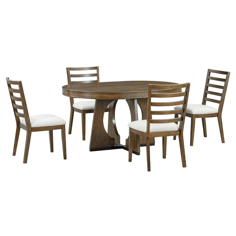 Ensemble de salle à manger vintage 5 pièces avec table extensible et 4 chaises