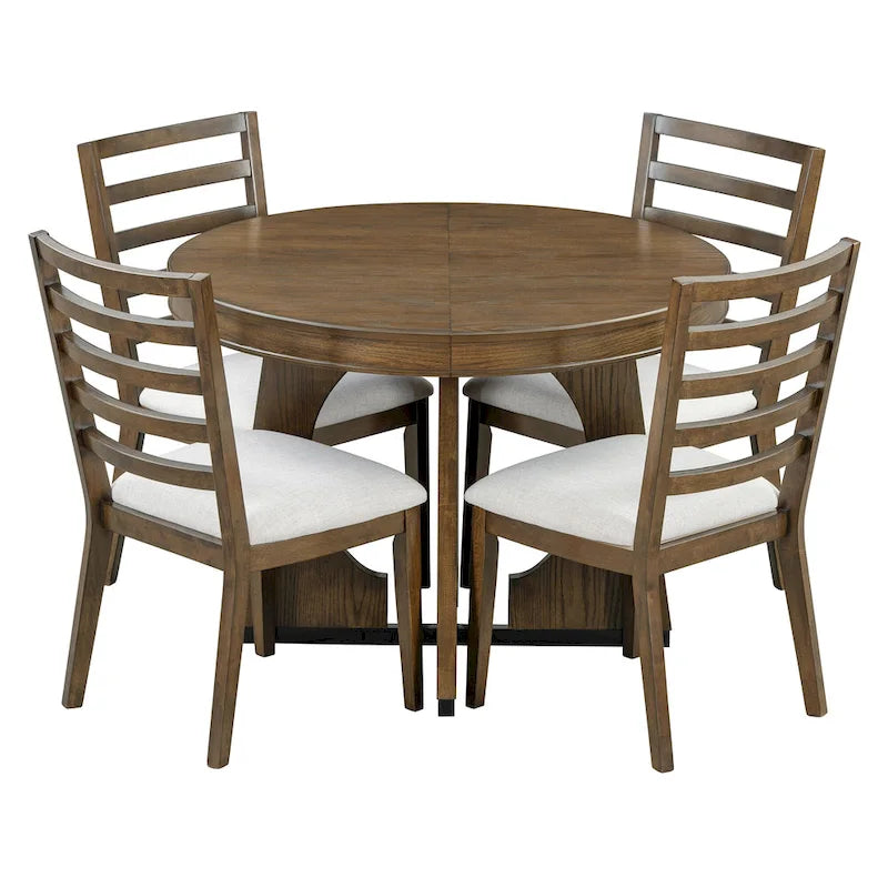 Ensemble de salle à manger vintage 5 pièces avec table extensible et 4 chaises