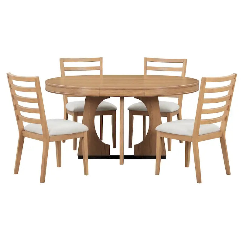 Ensemble de salle à manger vintage 5 pièces avec table extensible et 4 chaises