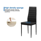 Ensemble de salle à manger moderne 5 pièces avec table rectangulaire en verre trempé et 4 chaises rembourrées à dossier haut