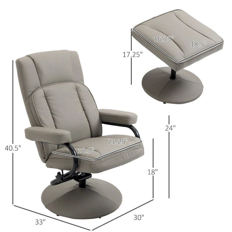 Fauteuil inclinable pivotant à dossier haut 30 avec repose-pieds