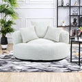Canapé relax à dossier haut en chenille avec 3 coussins et pouf géant
