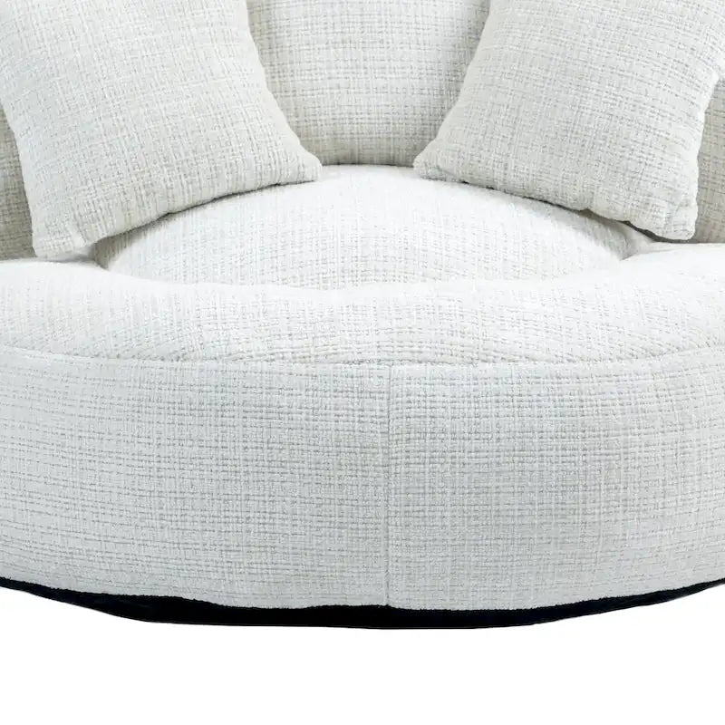 Canapé relax à dossier haut en chenille avec 3 coussins et pouf géant