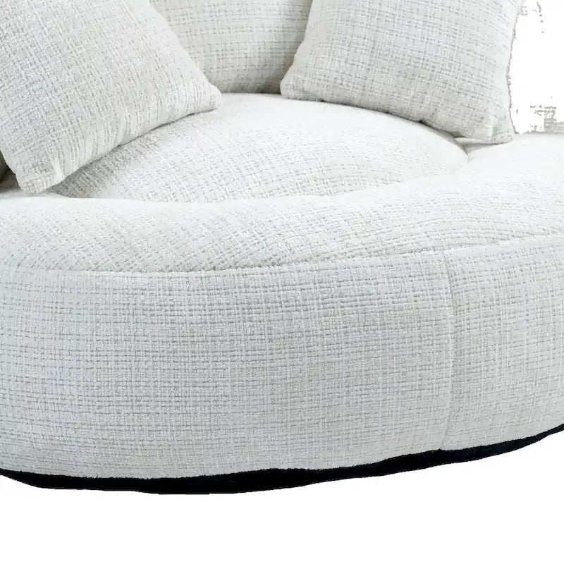 Canapé relax à dossier haut en chenille avec 3 coussins et pouf géant