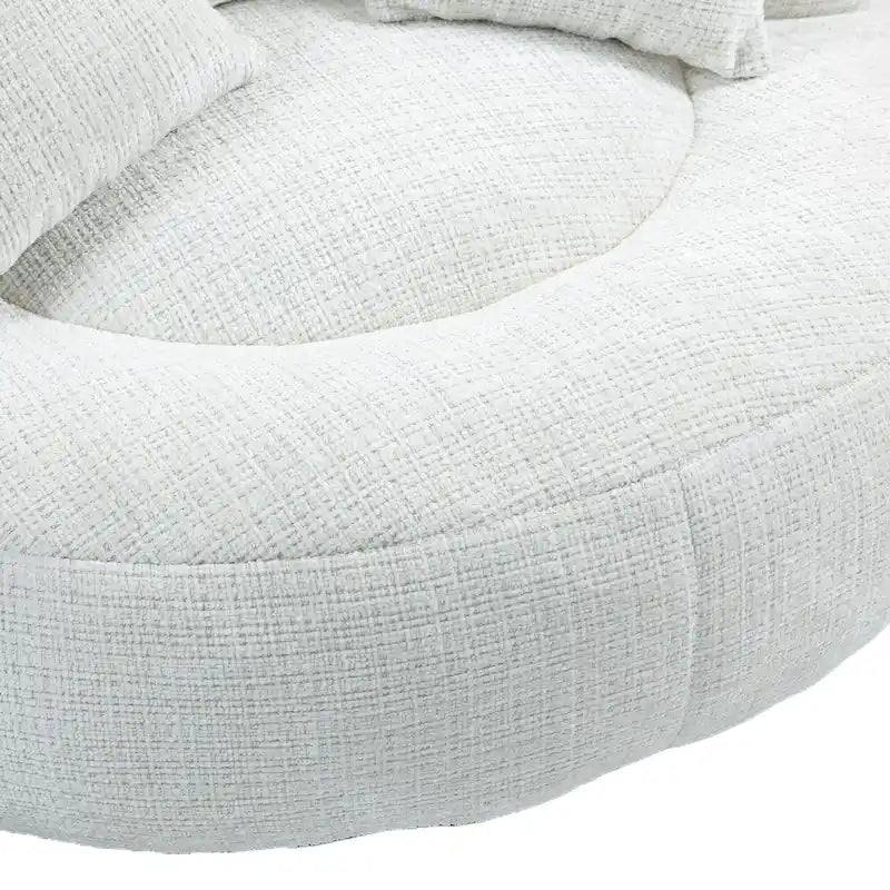 Canapé relax à dossier haut en chenille avec 3 coussins et pouf géant