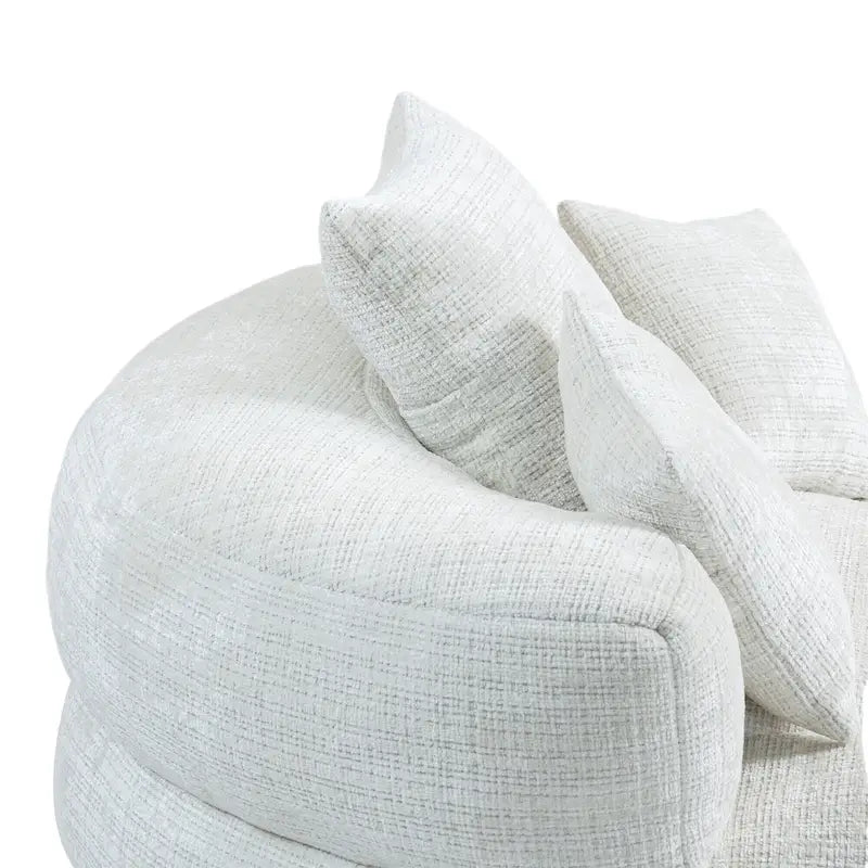 Canapé relax à dossier haut en chenille avec 3 coussins et pouf géant