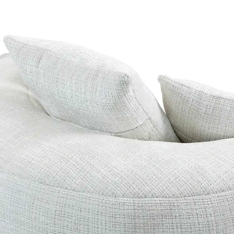 Canapé relax à dossier haut en chenille avec 3 coussins et pouf géant