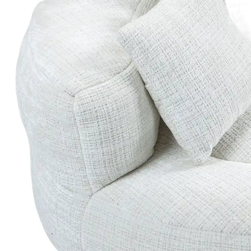 Canapé relax à dossier haut en chenille avec 3 coussins et pouf géant