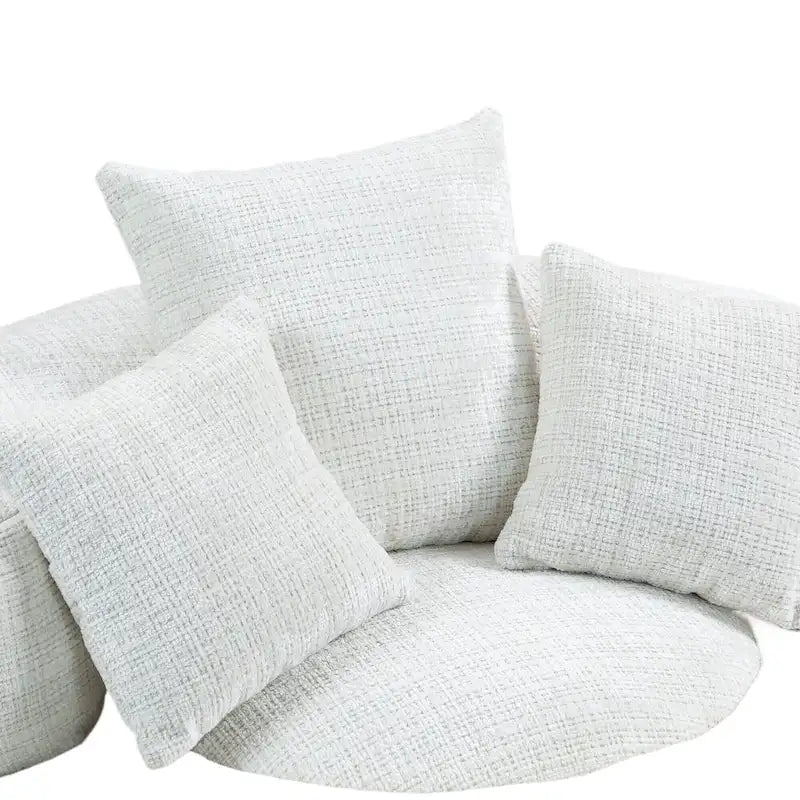 Canapé relax à dossier haut en chenille avec 3 coussins et pouf géant
