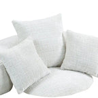 Canapé relax à dossier haut en chenille avec 3 coussins et pouf géant