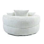 Canapé relax à dossier haut en chenille avec 3 coussins et pouf géant