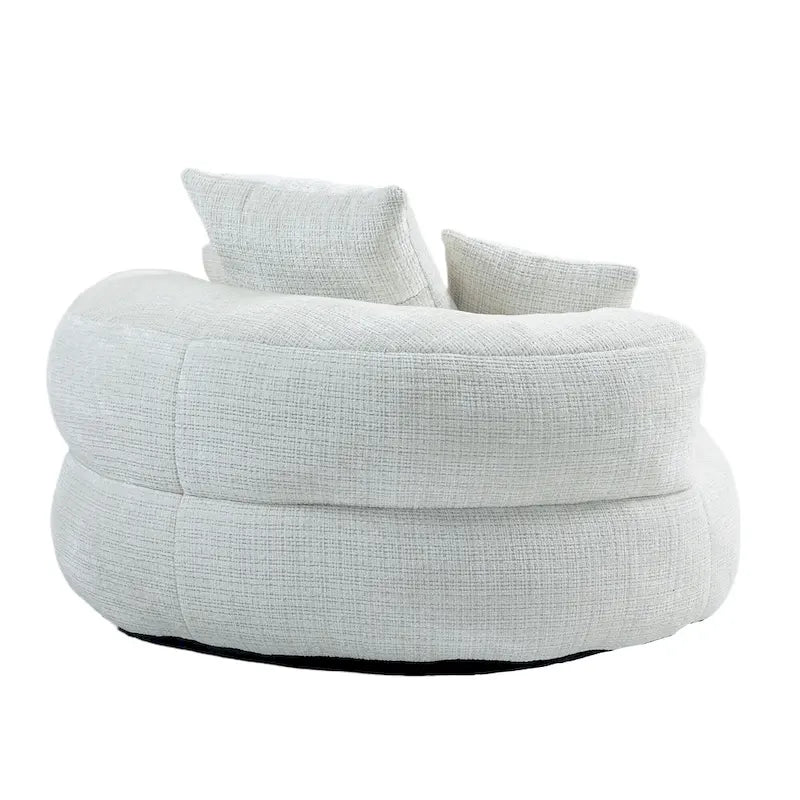 Canapé relax à dossier haut en chenille avec 3 coussins et pouf géant