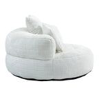 Canapé relax à dossier haut en chenille avec 3 coussins et pouf géant