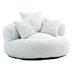 Canapé relax à dossier haut en chenille avec 3 coussins et pouf géant