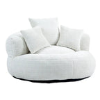 Canapé relax à dossier haut en chenille avec 3 coussins et pouf géant