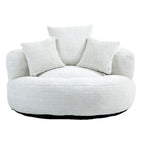Canapé relax à dossier haut en chenille avec 3 coussins et pouf géant