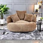 Canapé relax à dossier haut en chenille avec 3 coussins et pouf géant