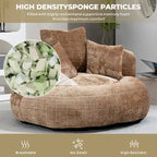 Canapé relax à dossier haut en chenille avec 3 coussins et pouf géant