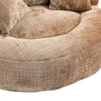 Canapé relax à dossier haut en chenille avec 3 coussins et pouf géant