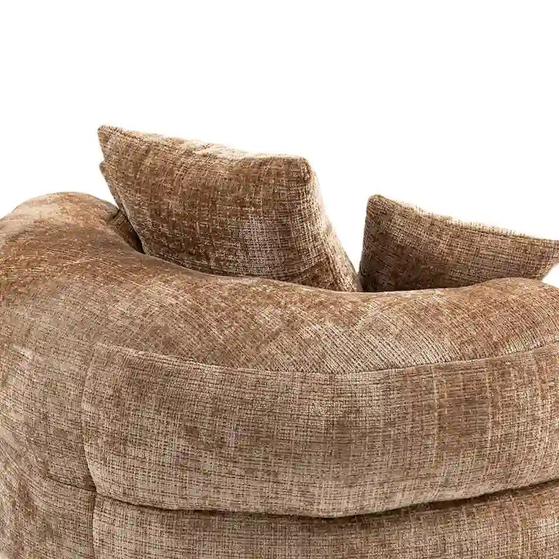 Canapé relax à dossier haut en chenille avec 3 coussins et pouf géant