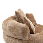 Canapé relax à dossier haut en chenille avec 3 coussins et pouf géant