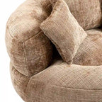 Canapé relax à dossier haut en chenille avec 3 coussins et pouf géant