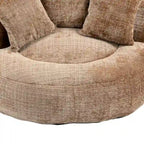 Canapé relax à dossier haut en chenille avec 3 coussins et pouf géant